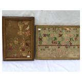 Antique cross stitch home decor lot