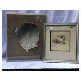 Fabric papier-mché art and etching mixed lot