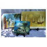 Oil painting and print water scene mixed lot