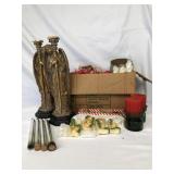 Christmas angel candle sticks and candle lot