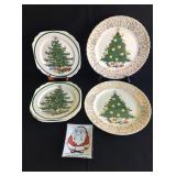 Christmas tree plates w/22k gold