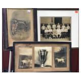 Vintage sports memorabilia framed