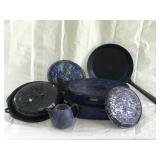 Cobalt and navy enamelware lot