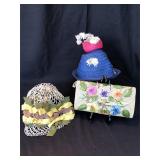 Straw clutch bag with hat lot