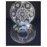 Cut glass platter and decorative bowl