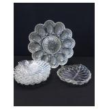 Prssed glass deviled egg plate mixed lot