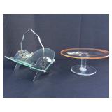 Art Deco chrome bread basket & glass cake plate