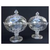 Large glass pedestal bowls with lids