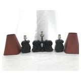 Set of three matching black lamps