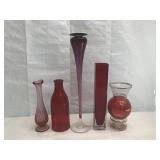 Signed purple glass vase mixed lot