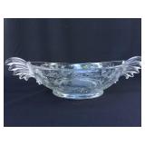 Etched glass serving bowl