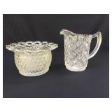 Cut glass bowl and pitcher