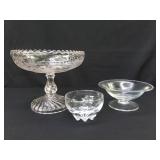 Glass pedestal bowl lot