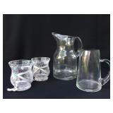 Hand blown glass pitcher assorted lot