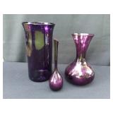 Purple hand blown glass vases