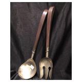 Vtg Mexico 925 sterling rosewood salad utensils