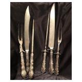 Rogers Bros large 3 piece carving sets mixed lot