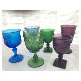 Cobalt blue goblet chalise glassware mixed lot