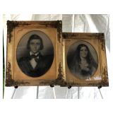 Vintage Portraits with gold frame man and woman