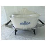 Corning Ware dish, art deco warming platter lot