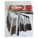Rosewood handle utensil mixed lot