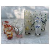 Frosted glassware set and jelly jar lot