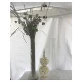 Tall glass vases & faux floral lot
