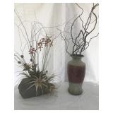 Large flower pot with fake flowers