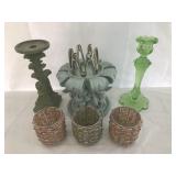 Votive and candle pedestal lot