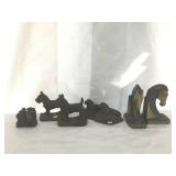 Cast iron book mixed metal book end lot