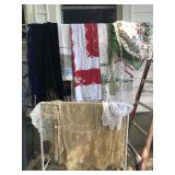 Antique hand crocheted tablecloth and linen lot