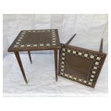 Pair of wooden mosaic side tables