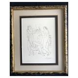 Picasso line art print matted and framed
