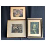 Vtg photography, lithograph and oil mixed lot
