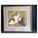 Vintage 1967, girl doing classwork art