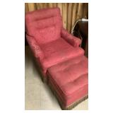 Red chair and foot stool