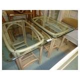 Pair Glass Top Tables