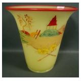 Fenton # 621 Chinese yellow Decorated Vase