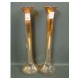2 Diamond Marigold Ribbed Paneled Bud Vases