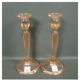 2 Fenton Velva Rose # 449 Colonial Candlesticks