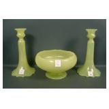 U.S. Glass Mandarin Yellow 3 Pc Console Set