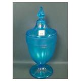 Fenton Celeste Blue # 636 1 Lb Paneled Candy Jar