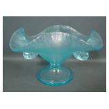 Fenton Aquamarine # 1533A Twin Dolphin Compote