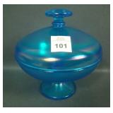 Fent. Celeste Blue # 743 Puff Jar W/ Button Finial