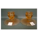 2 Fenton Velva Rose # 317 Squatty Candlesticks