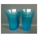 2 Diamond Harding Blue Optic Ribbed Tumblers