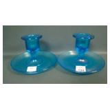 Fenton Celeste Blue # 315 Squatty Candlesticks