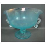 Fenton Aquamarine # 1608 Dolphin Helmet Compote