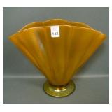 Fenton Tangerine # 857 Mellon Rib Fan Vase
