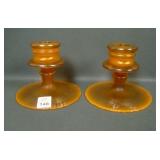 2 Fenton Tangerine # 316 Squatty Candlesticks